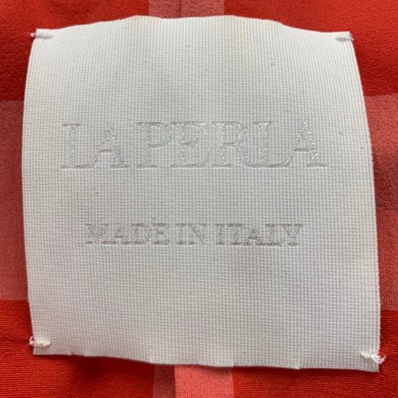 LA PERLA Size L Red White Checkered Nylon Elastane Robe - Picture 5 of 5